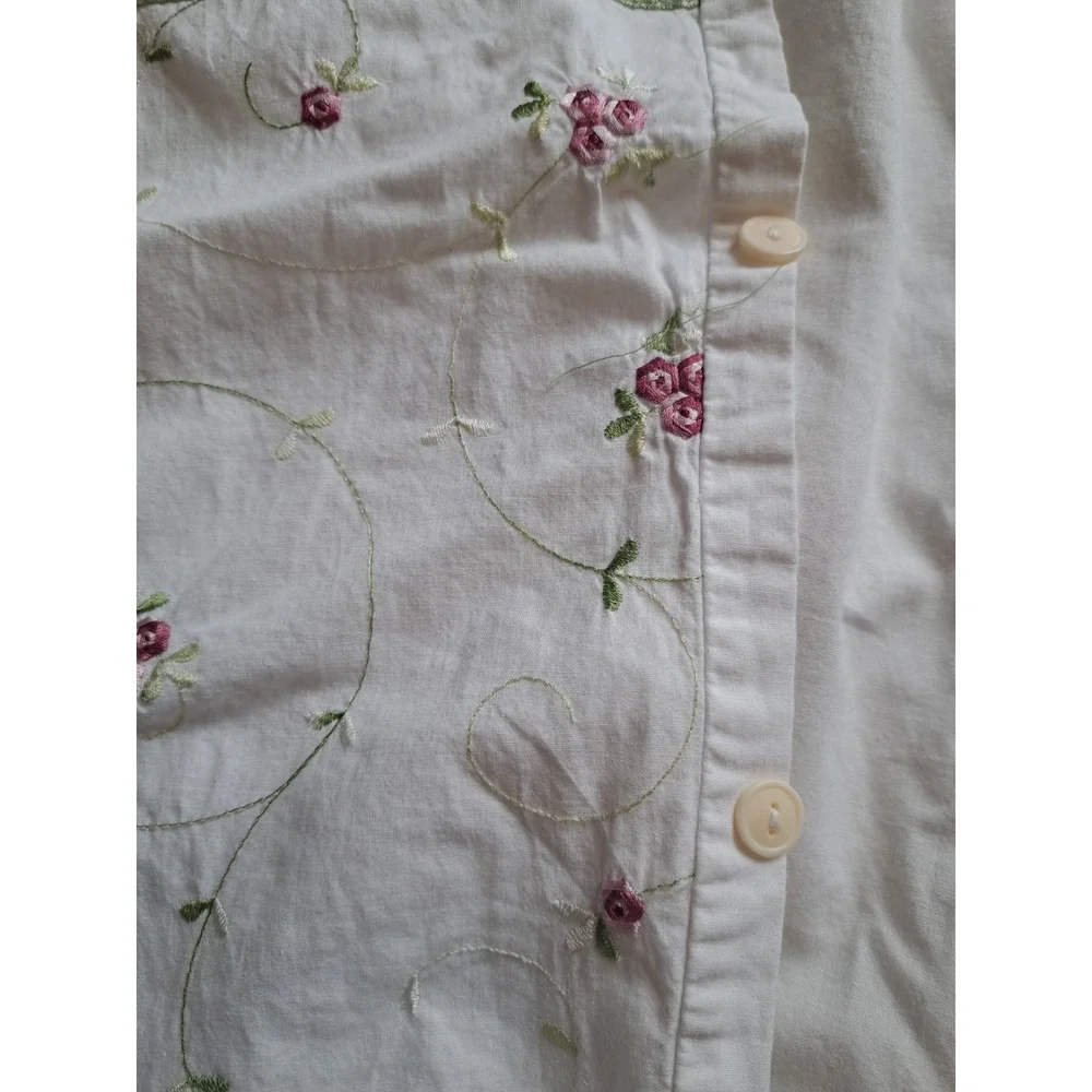 VTG White Floral Embroidered Cotton Duvet Cover Queen 84 X 80